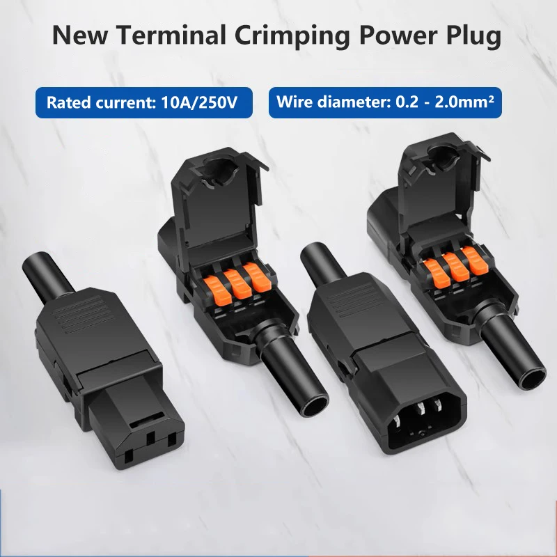 محطة جديدة العقص التيار المتناوب قابس طاقة 10A250V ثلاثة دبوس IEC موصل الذكور والإناث التزاوج شحن رئيس أسود أبيض