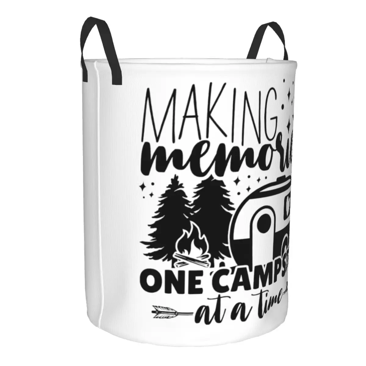 Custom Adventure Camping Happy Campers Laundry Basket Foldable Large Clothing Storage Bin Baby Hamper