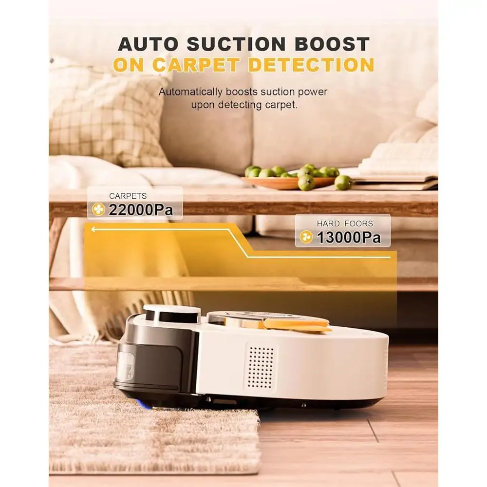Обновление 2024 года, автоматический робот-пылесос, швабра 22000 Па, всасывание, мощная очистка, самоопорожняющийся умный HEPA-фильтр для предотвращения препятствий