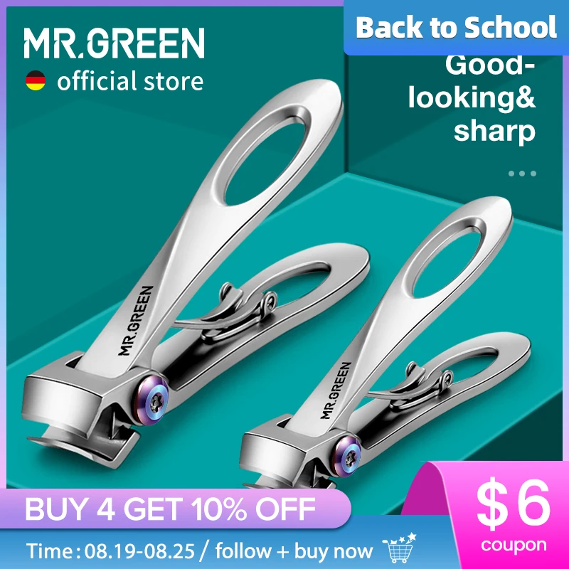 MR.GREEN Nail Clippers Wide Jaw Opening Stainless Steel Fingernail Clipper Thick Hard Toenail Cutter Manicure Scissors tools