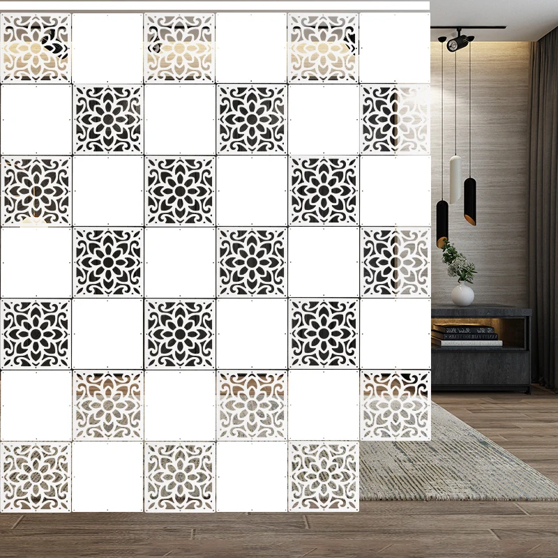 10 pz pannello in legno bianco schermo divisorio appeso divisorio pieghevole scheletro decorazione floreale intagliato tende morbide