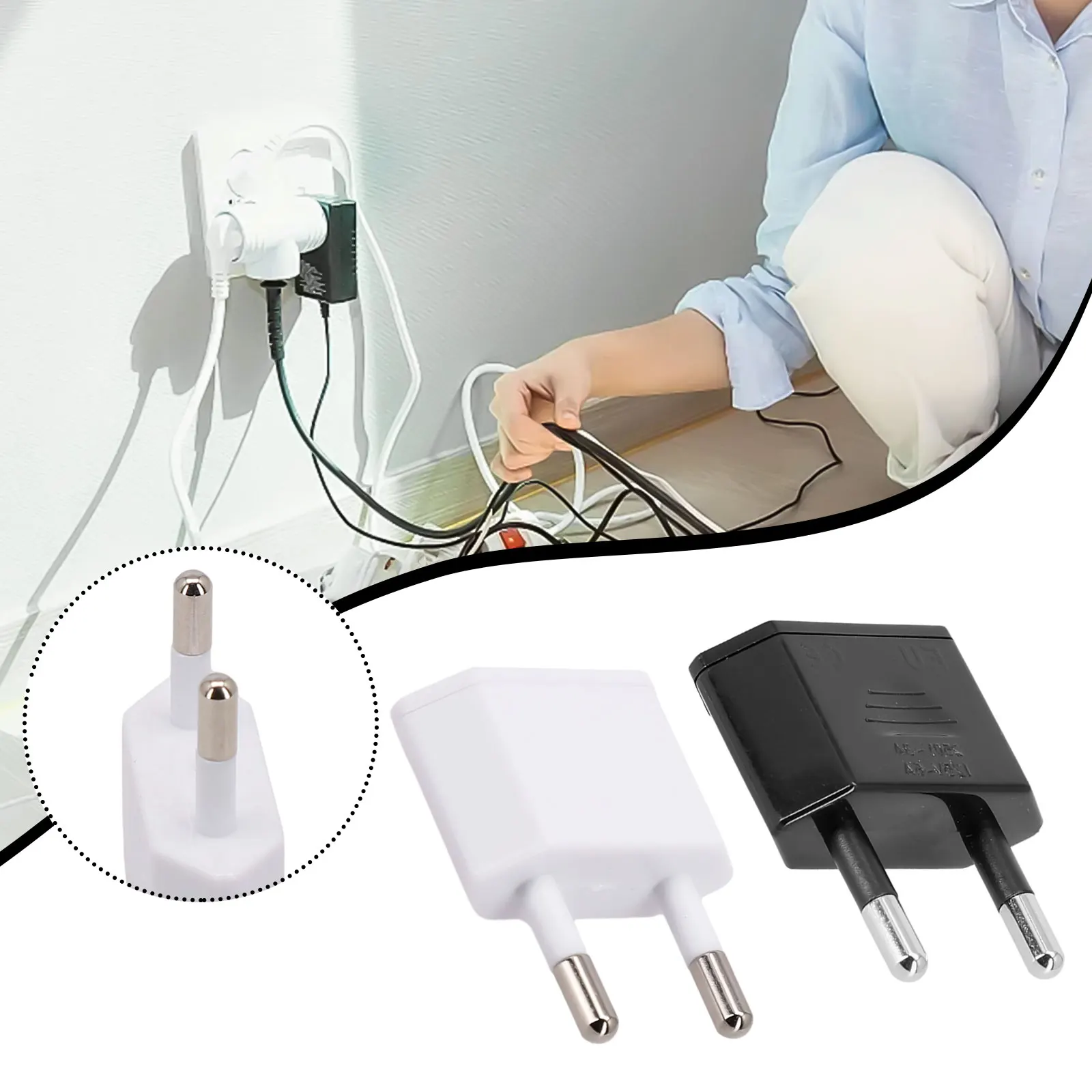 

2 Colors EU Adapter Travel Converter Adapter America To EU Electrical Adapter Socket Conversion Plugs Electrical Equipment Tools