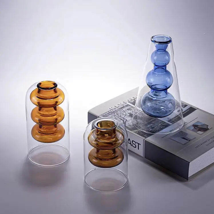 

Modern glass vase simple insert dried flower device ins decoration creative ornament soft handicraft wholesale floral art