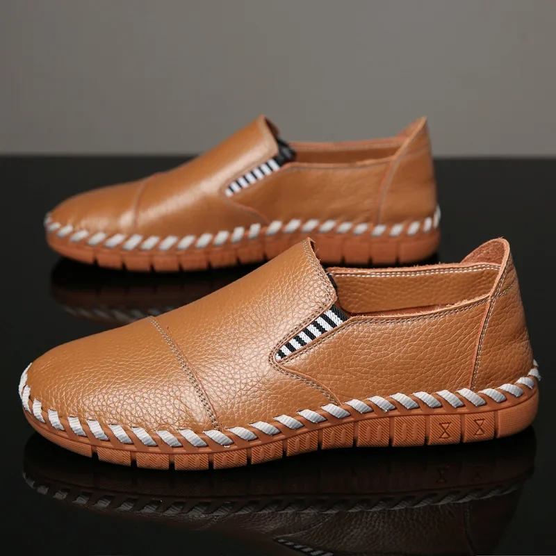 Men Genuine Leather Shoes Slip On  Shoes Real Leather Loafers Mens Moccasins Shoes Italian Designer Shoes