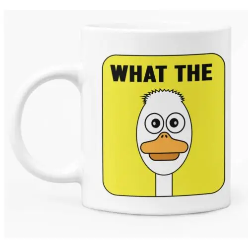 

Funny Caption Mug "What The Duck" 11oz White Ceramic Coffee / Tea Mug Gift