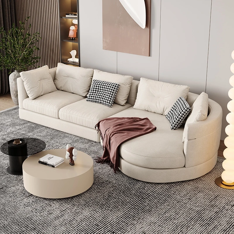 Luxurious and quiet arc sofa Nordic technology fabric living room Italian corner shaped