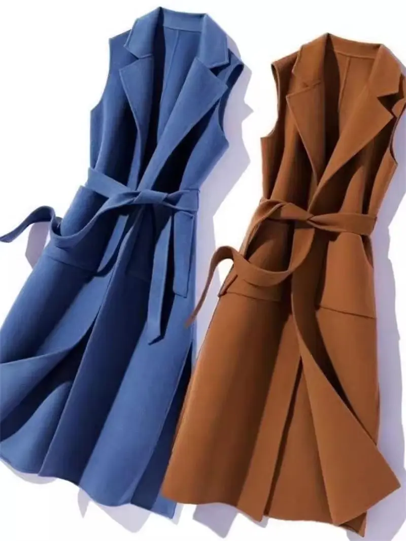 

Woolen Vest Medium Length 2024 Spring Autumn And Winter Korean Version Loose Coat Women Sleeveless Waistcoat Jacket Z4908