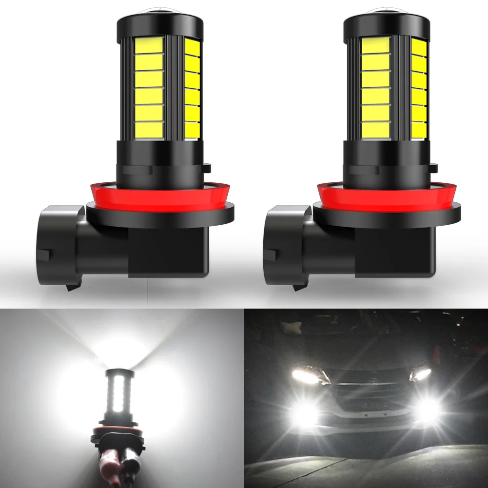 

2Pcs Fog Lamp H11 H8 H9 LED Fog Light 6000K White H10 9145 9006 HB4 9005 HB3 LED Bulb DRL Car Driving Lights 5630 33SMD Antifog