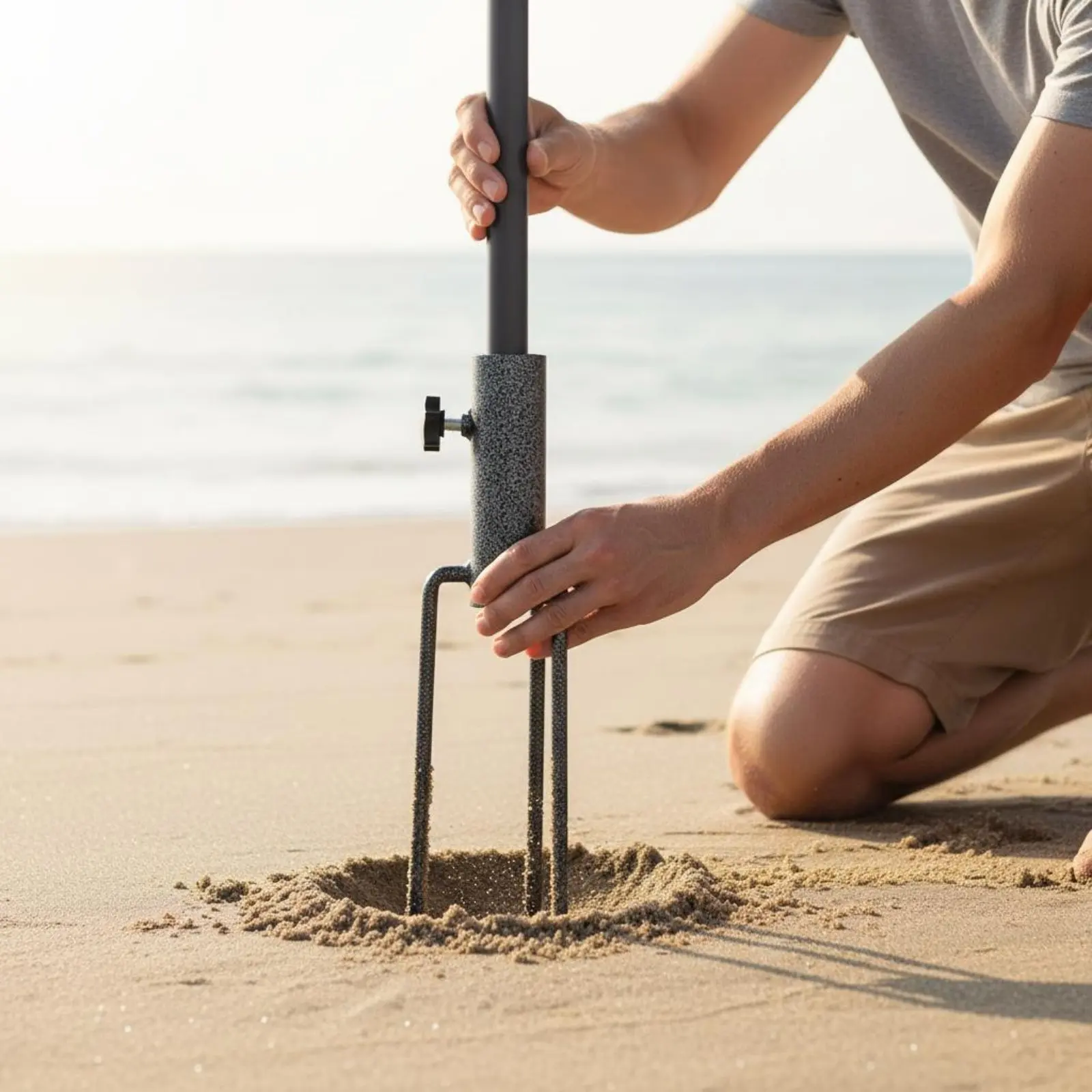 Beach Umbrella Anchor Portable Sturdy Duty Umbrella Prong Prong Ground Anchor Sturdy Iron Construction Outdoor Hardware