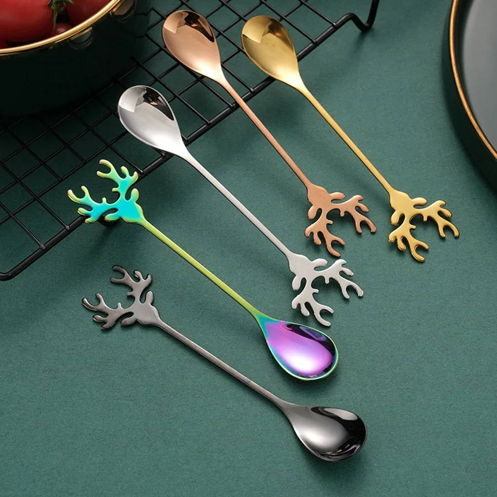 Spoon Coffee Spoon Deer Head Fawn Spoon Gold Mug Rose Gold Silver Stirring Spoon Black Coffee Spoon High Quality