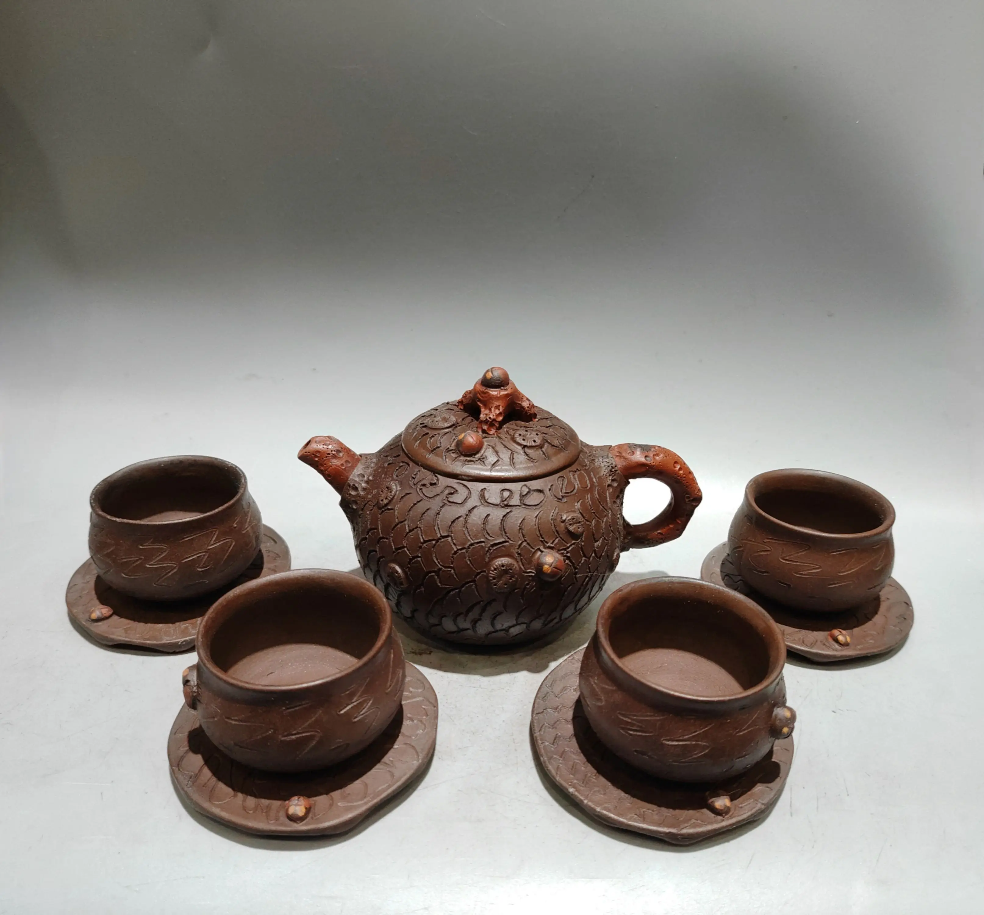 Purple Clay Pot Pine seed texture Tree root texture Gongchun pot 4 cups base Kettle Teapot Pot Tea
