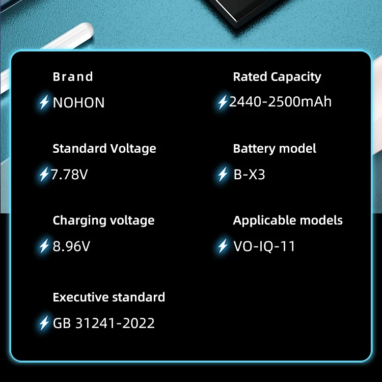 NOHON B-X3 5000mAh Battery for Vivo iQOO 11 Replacement Phone Batteries for iQ 10 Pro 9 8 7 5 11S Lithium Polymer Bateria