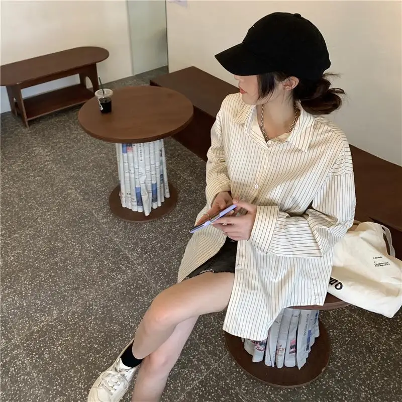 Striped Shirts Women S-3XL Office Lady Casual Design Korean Style Female Aesthetic Simple Elegant Stylish Classic Long Sleeve