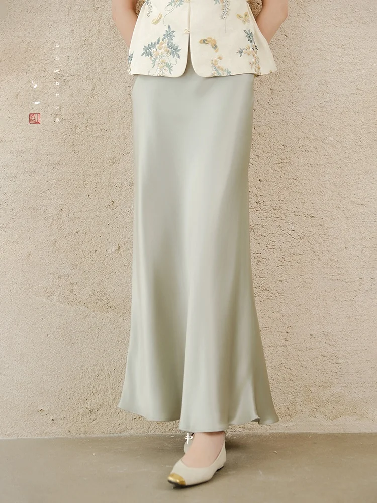 

Юеши, новая китайская легкая национальная юбка, весенняя мода, уникальная красивая юбка, ацетатная юбка, весенняя коллекция