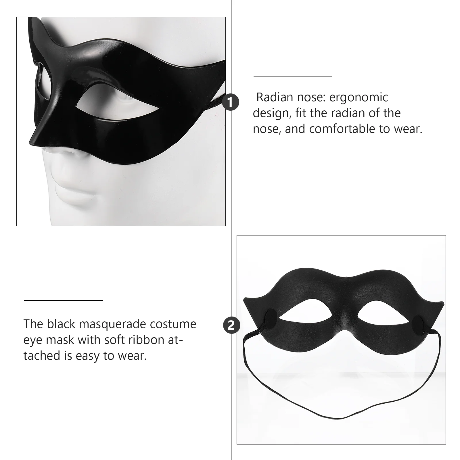 Máscaras de fiesta para adultos Mascarada Hombres Venetian Halloween Disfraz negro Ropa para ojos