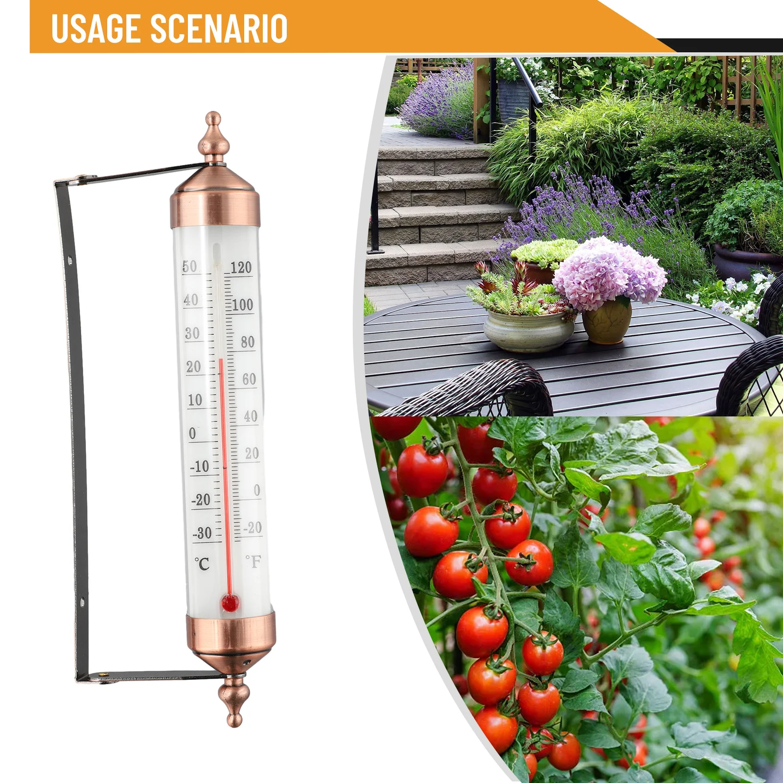 Hydrothermograph Garden Thermometer Fence Outside Patio Shed Sun Terrace Wall Accessories Greenhouse Household