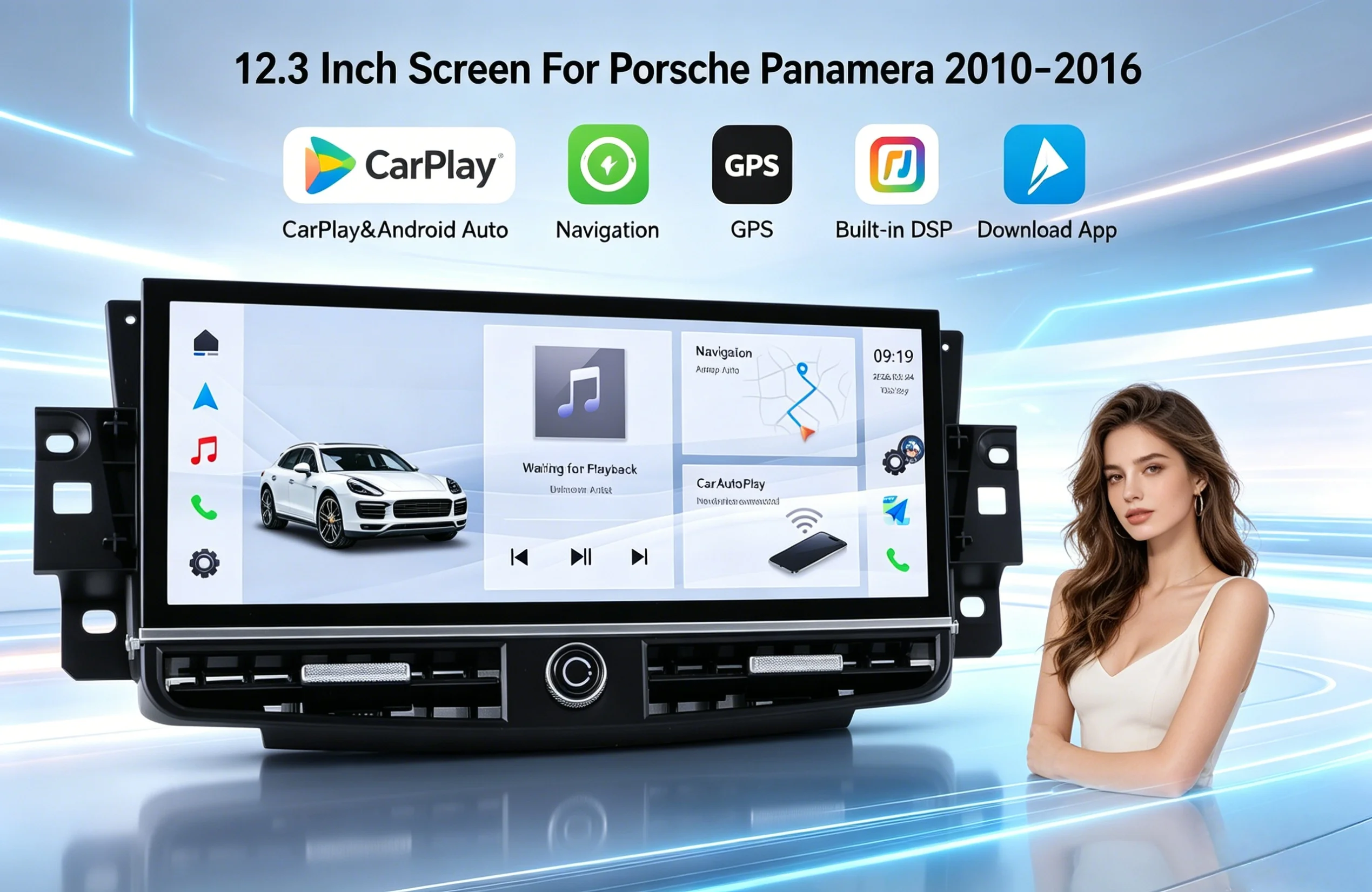 

12.3" For Porsche Panamera 970 2010-2016 Android Car Radio Auto Touch Screen Stereo Wireless CarPlay GPS Multimedia Head Unit