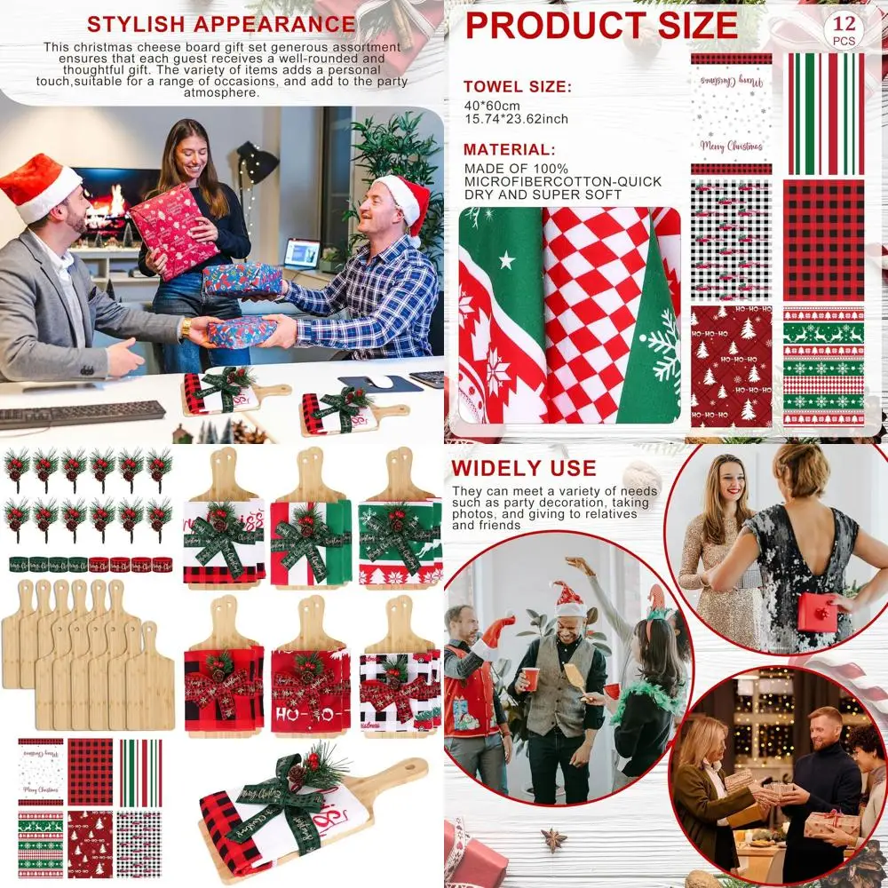 

Christmas Kitchen Utensil Set: 12-Piece Gift Bundle with Cutting Boards, Towels, Picks, and Charcuterie Boards for Holiday Givin