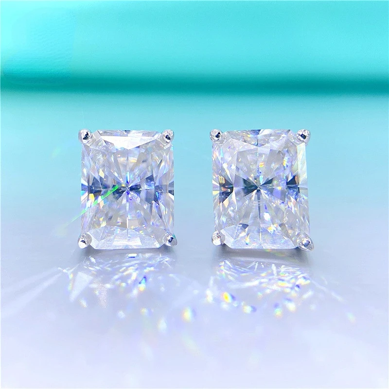 

Radiant Cutting Moissanite Stud Earrings S925 Sterling Silver Classic 0.8-3.0ct Carat Diamond Tester Pass GRA Certificate