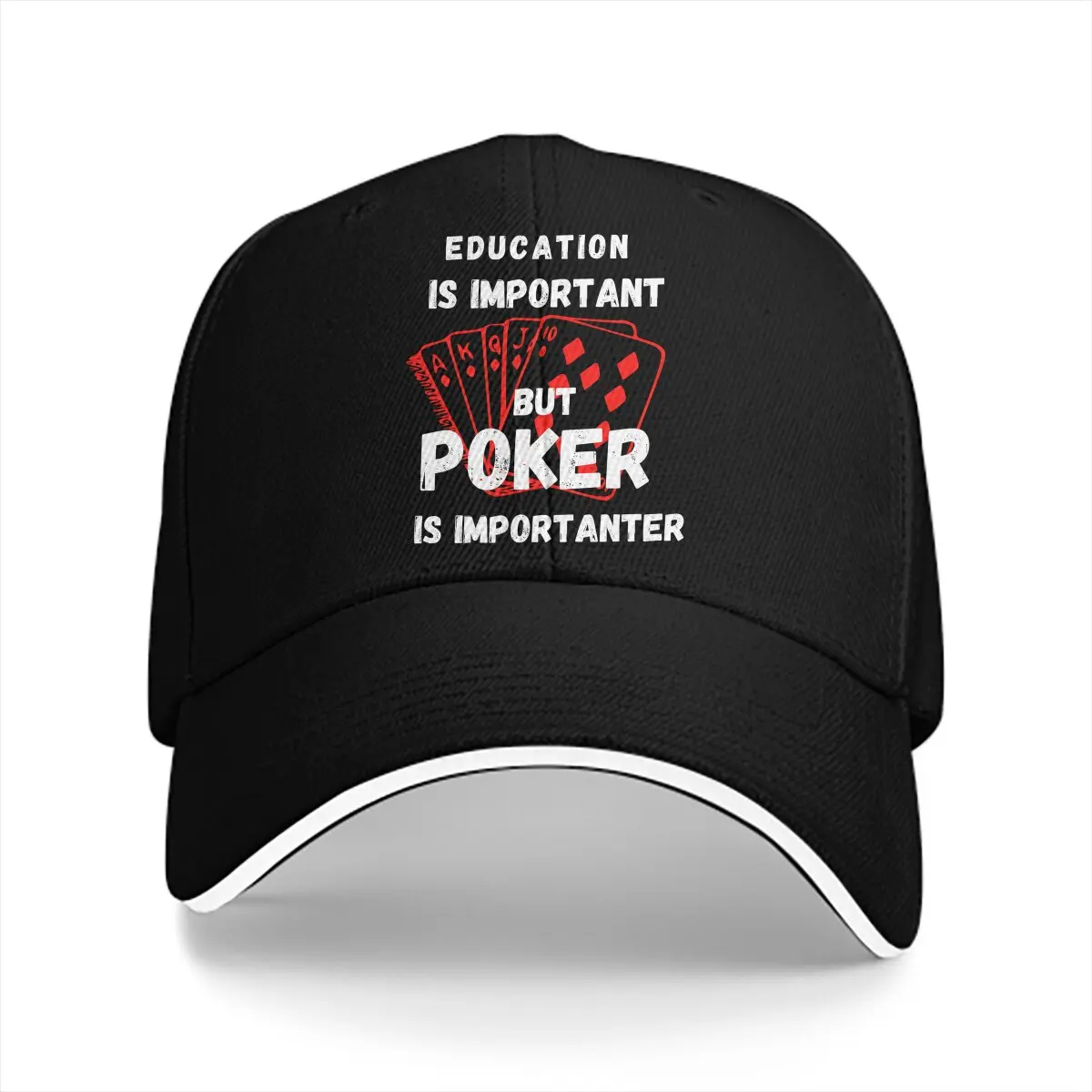 

Washed Men's Baseball Cap Education is Important But Poker is Importanter Trucker Snapback Caps Dad Hat Poker Golf Hats