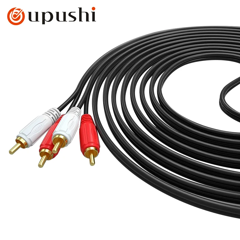 Oupushi 2 вилки RCA, двойной аудиокабель с головой лотоса, два до двух красных и белых сливовых цветов, соединительный аудиосигнал AV