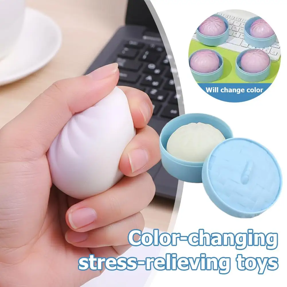 Farbwechselndes Dampfnudel-Squishy-Spielzeug, sonnenaktiviertes, farbwechselndes Stressabbau-Ball, weiches, langsam rückfederndes Quetschspielzeug