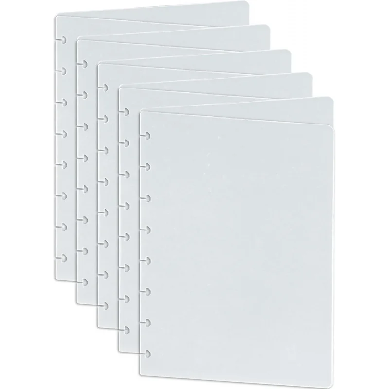 Junior Size Translucent/Clear Discbound Notebook Poly Covers, Compatible with Circa, Arc, and TUL (Set of 5)