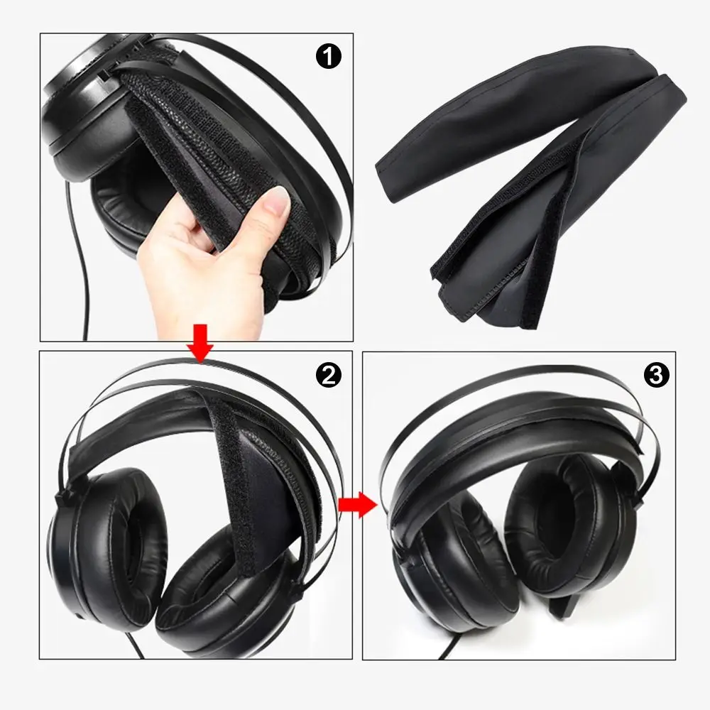 2Pcs PU Leather Universal Ear Pads Cushion Cover Earpads Replacement Elastic Headband Beam Headset Cushion Pad Accessories