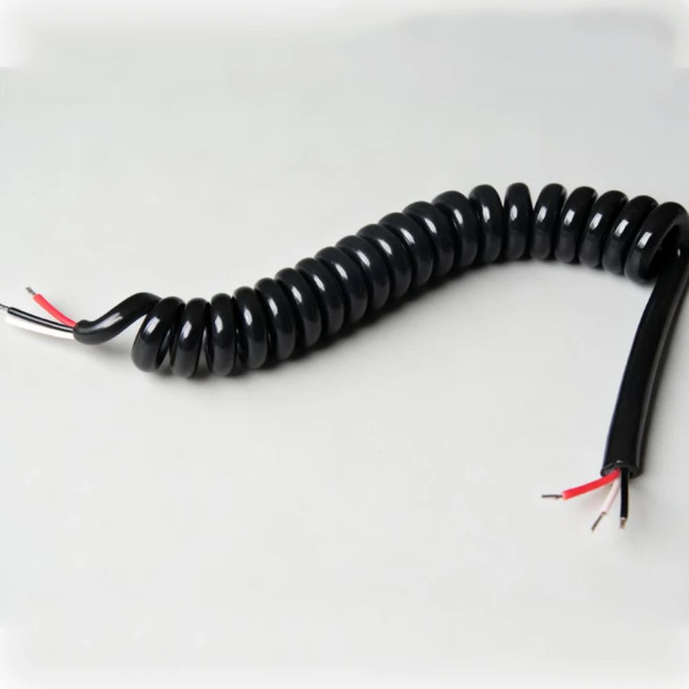 

5PCS 4mm² 3-Core Spring Cable 30A, Black Spiral PU Elastic Power Wire, High Current Telescopic Extension Cord for Tools