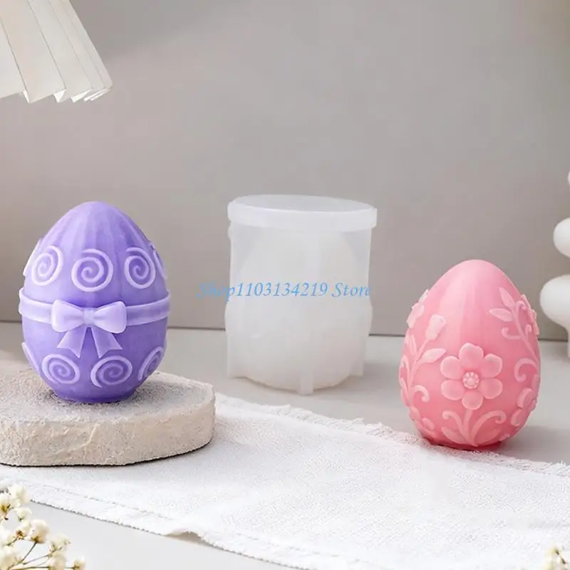 

N5KC Embossed Flower Eggs Silicone Molds Easter Silicone Mould for Resin Casting Soap Chocolate Cake Baking