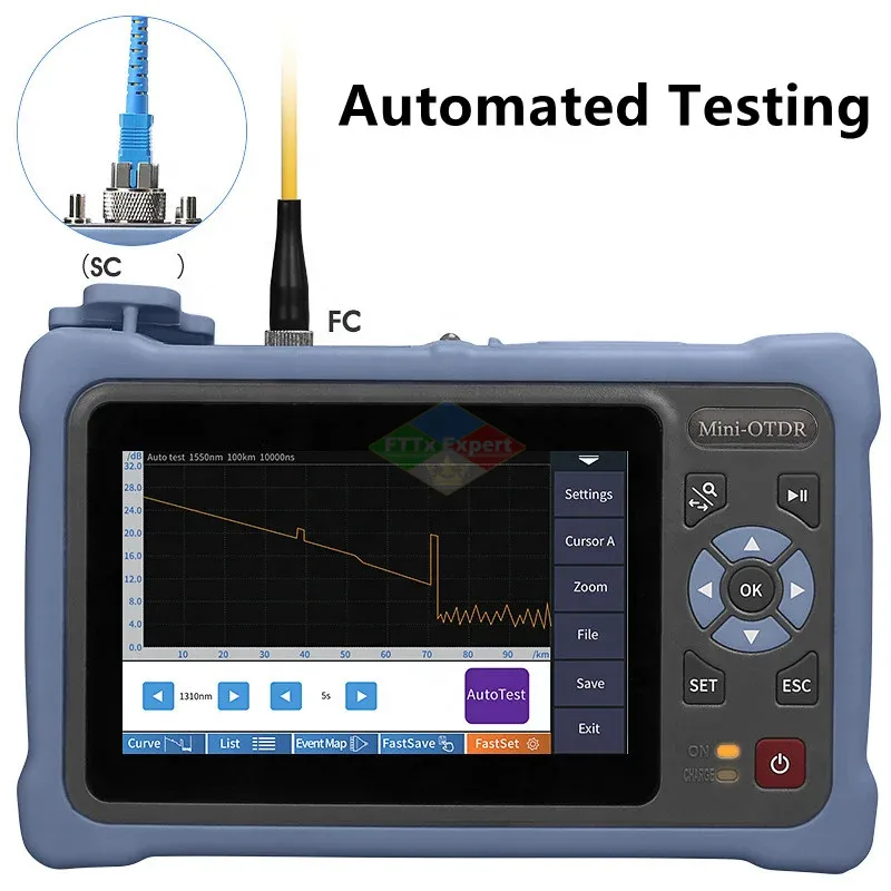 Imagem -03 - Fibra Óptica Reflectometer com Touch Screen Vfl Ols Opm Ethernet Cabo Tester Nk4000 Otdr 13101550nm 2624db