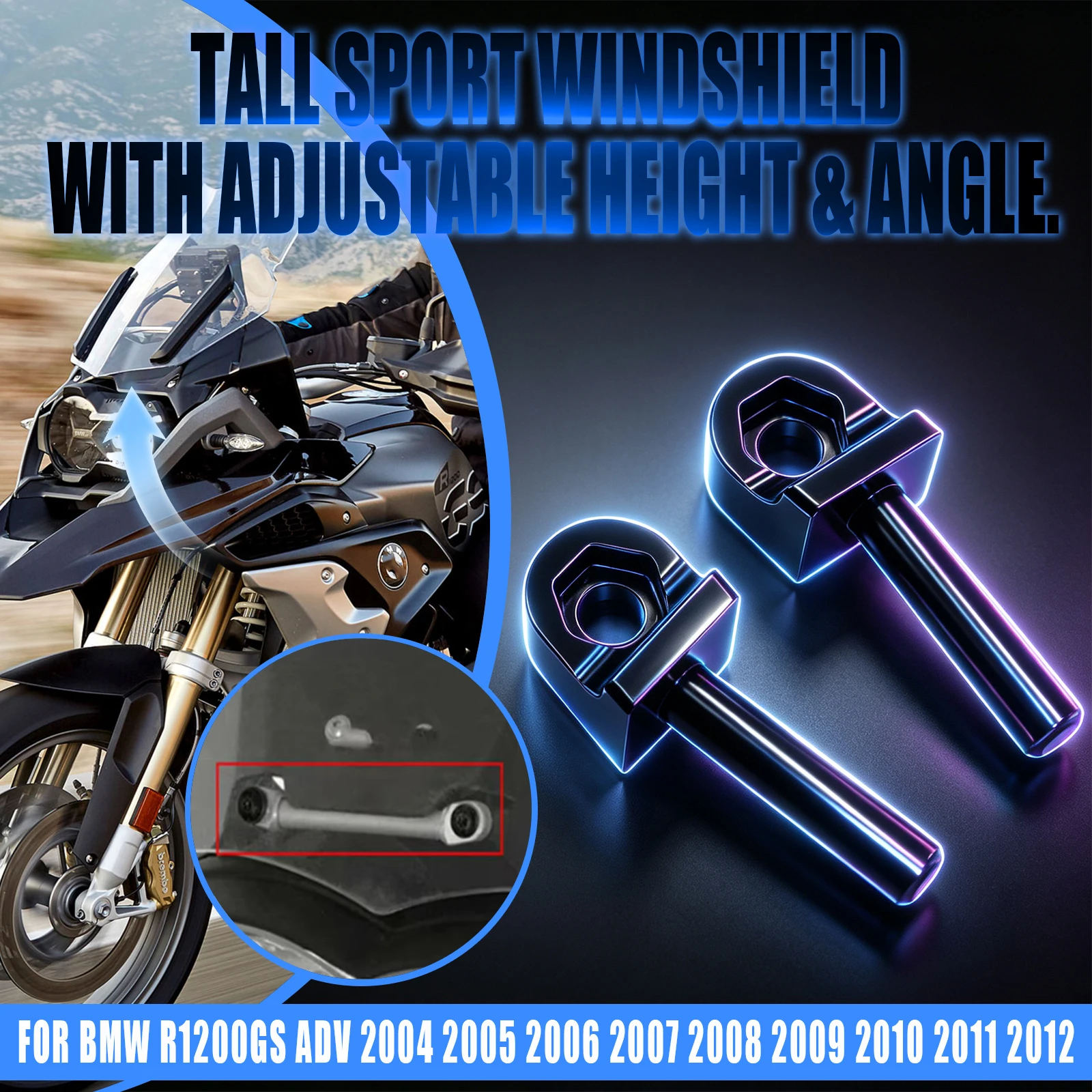 For BMW R1200GS ADV Adventure 2004 2005 2006 2007 2008 2009 2010 2011 2012 Motorcycle Windshield Mounting Fixed Bolt Screw