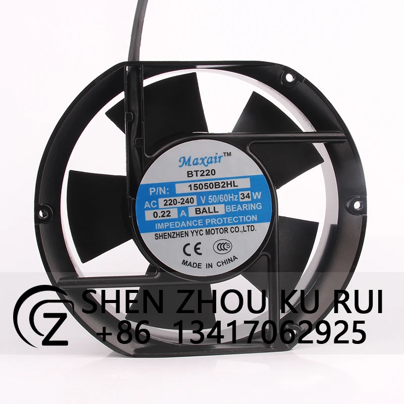 15050B2HL Case Cooling Fan for Maxair BT220 AC220-240V 0.22A 34W DC EC 172X150X51MM 17CM 17251 Dual Ball Bearing Axial Flow