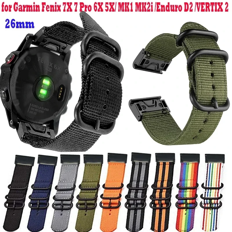 나일론 퀵핏 시계 밴드 스트랩, Garmin Instinct 2X 솔라 스마트 손목 팔찌, Fenix 7, 7X, 6, 6X, 5, 5X, Correa, 22, 26mm