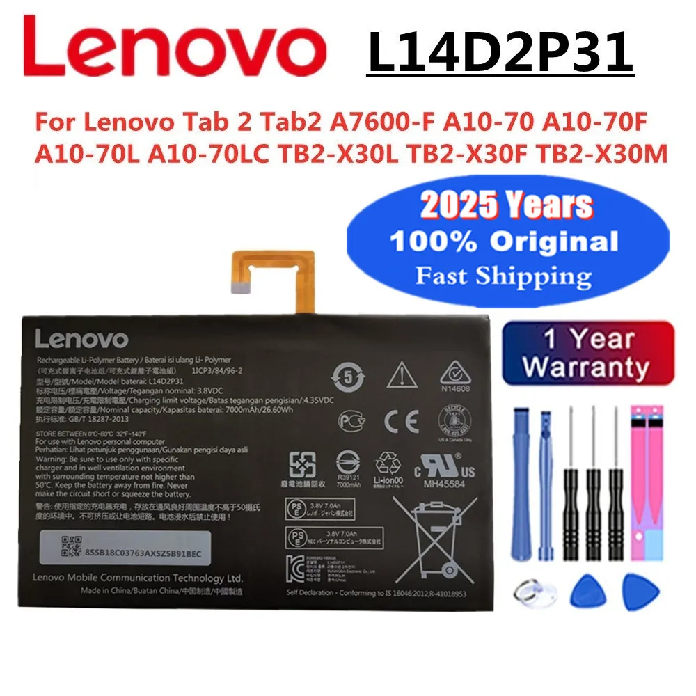 New Original Battery L14D2P31 For Lenovo Tab 2 Tab2 A7600-F A10-70 A10-70F A10-70L A10-70LC TB2-X30L TB2-X30F TB2-X30M Battery