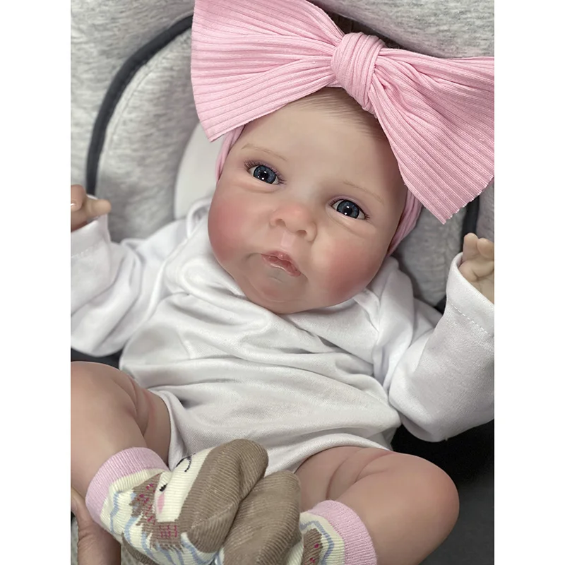 49cm Reborn Baby Dolls Handmade 3D Skin Visible Veins Reborn Awake Baby Doll Miley with Hand-drawn Hair and Gift