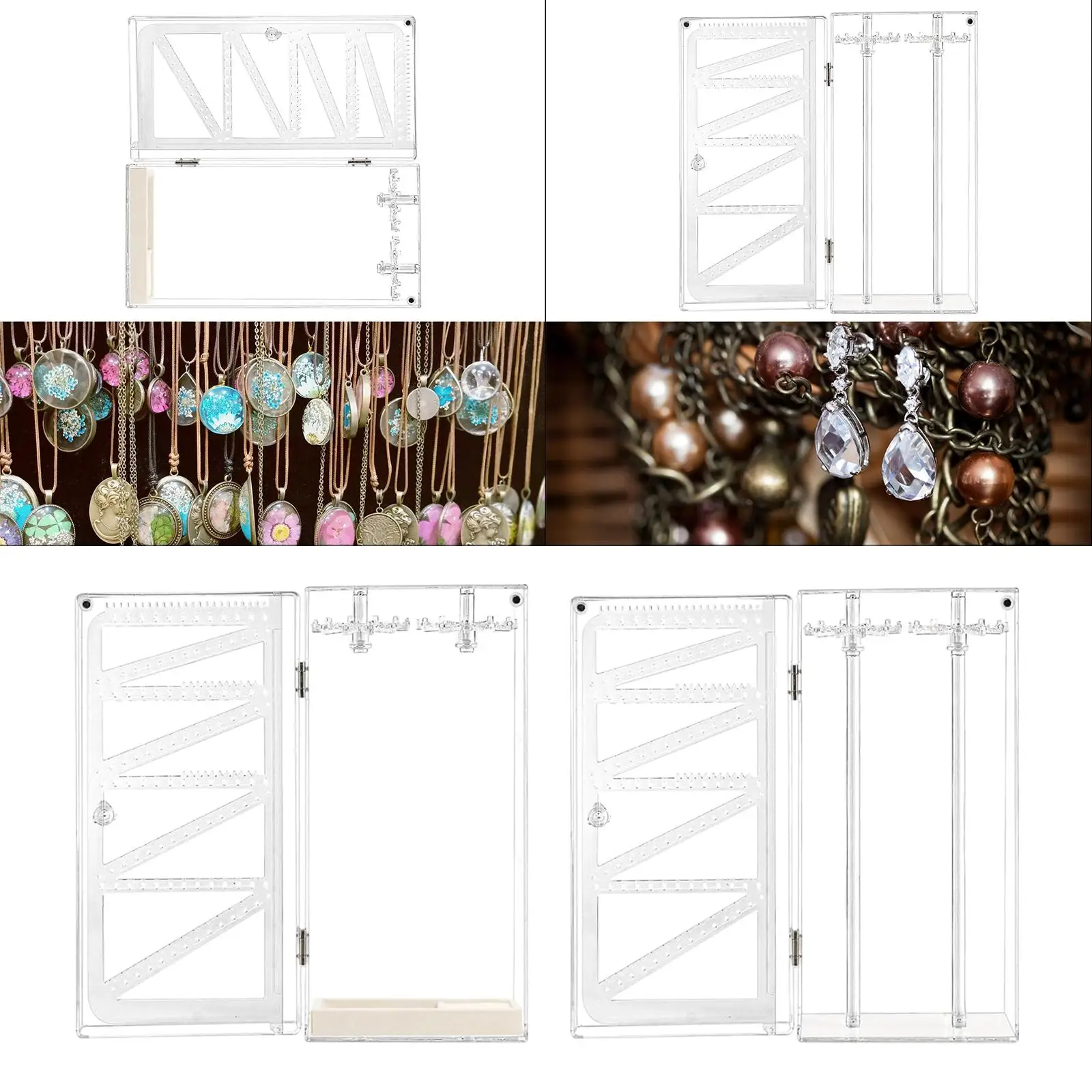 Acrylic Necklace Holder Stand Decor Jewelry Tower Pendant Display Case for Tabletop Long Necklaces Dorm Room Pendant Apartment