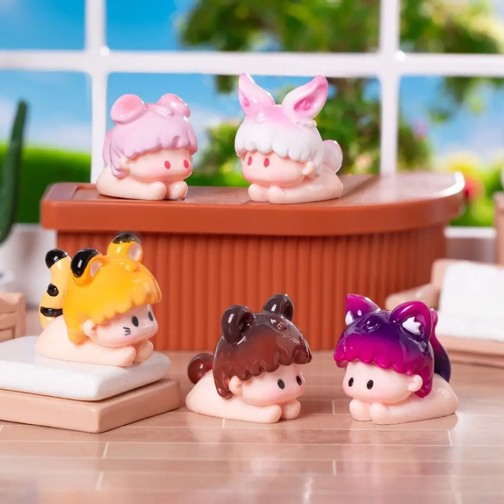 DIY Craft Resin Animal Model Cartoon Style Miniature Miniature Animal Figurine Resin Material Modern Design Mini Animal Model