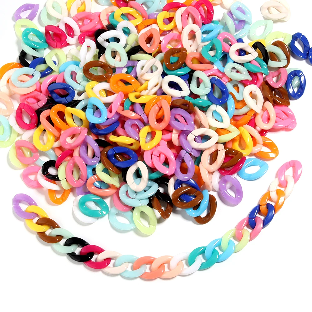 

50pcs/lot 23mm Colorful Acrylic Link Chain Lobster Clasp Keychains for DIY Necklace Chain Jewelry Making Accessories Supplies