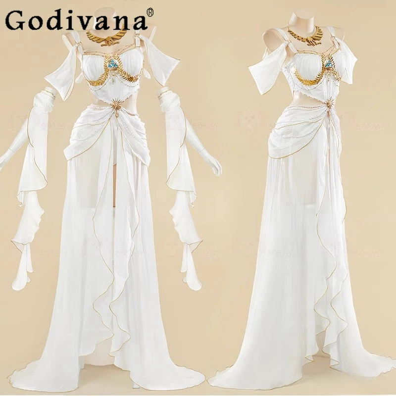 

Split Bodysuit with Sleeves and Necklace Women Link Princess Derivative Sexy Dress Female Lingerie Dance Dress Outfit