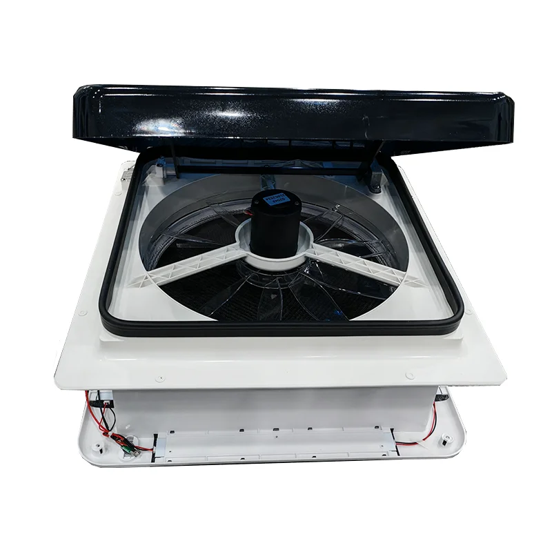 RV Roof Vent Factory 340x340mm 12V 24V Rain Sensor Electric Roof Hatches with LED Lights Remote Control Caravan Exhaust Fan Vent