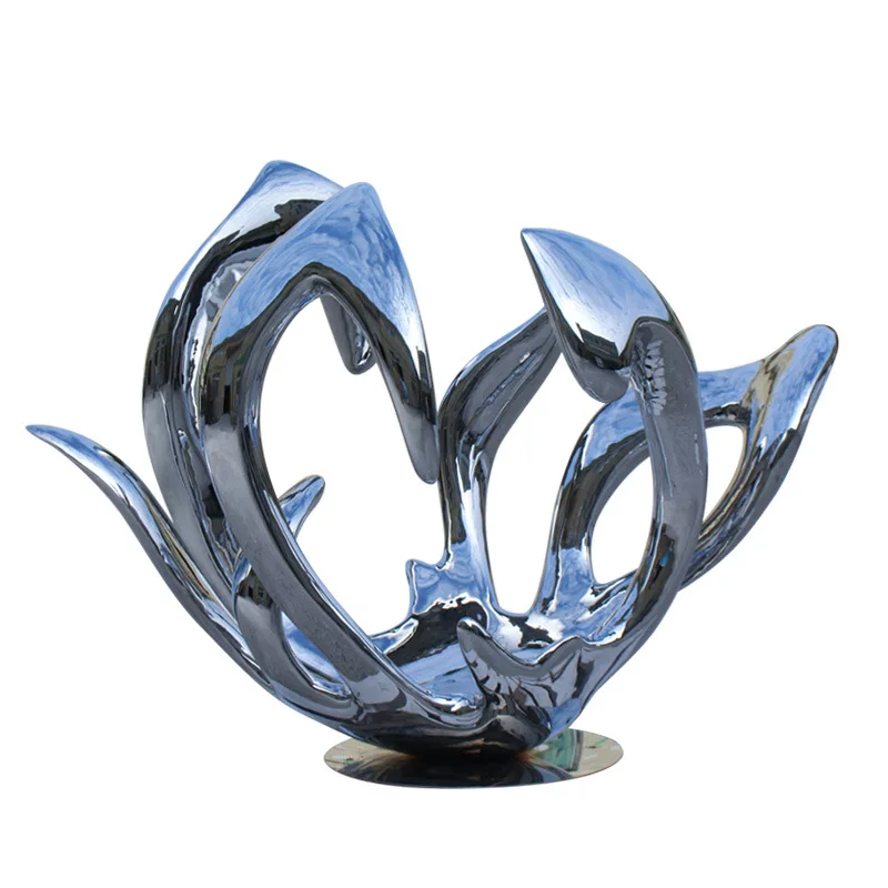 j-4 Manufacturer customizes large stainless steel sculpture outdoor metal special-shaped ornament mirror animal garden landscape