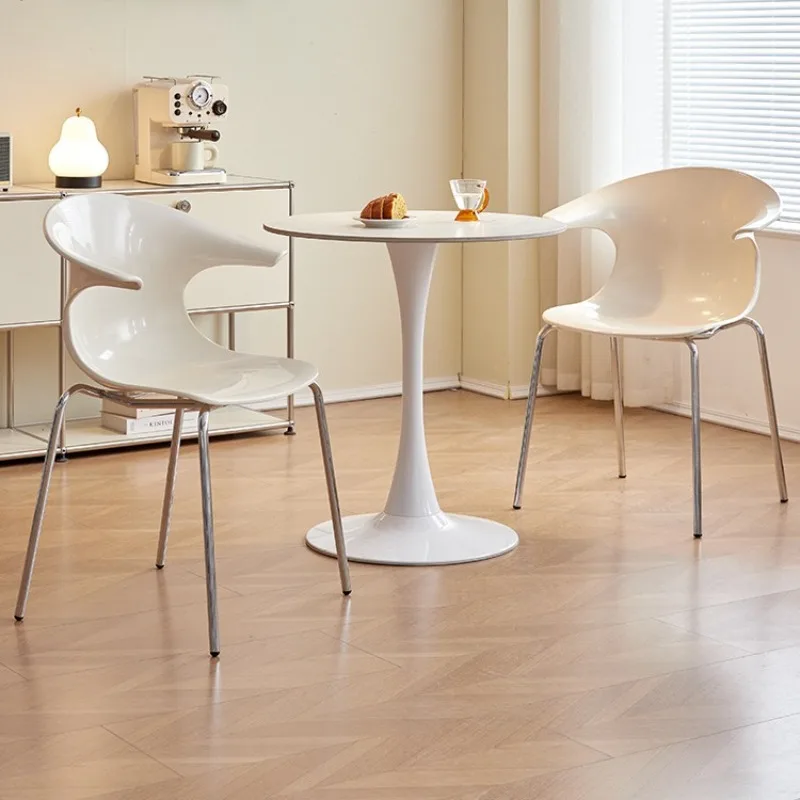 Milk White Helmet Chair Modern Simple Backrest Dining Chair