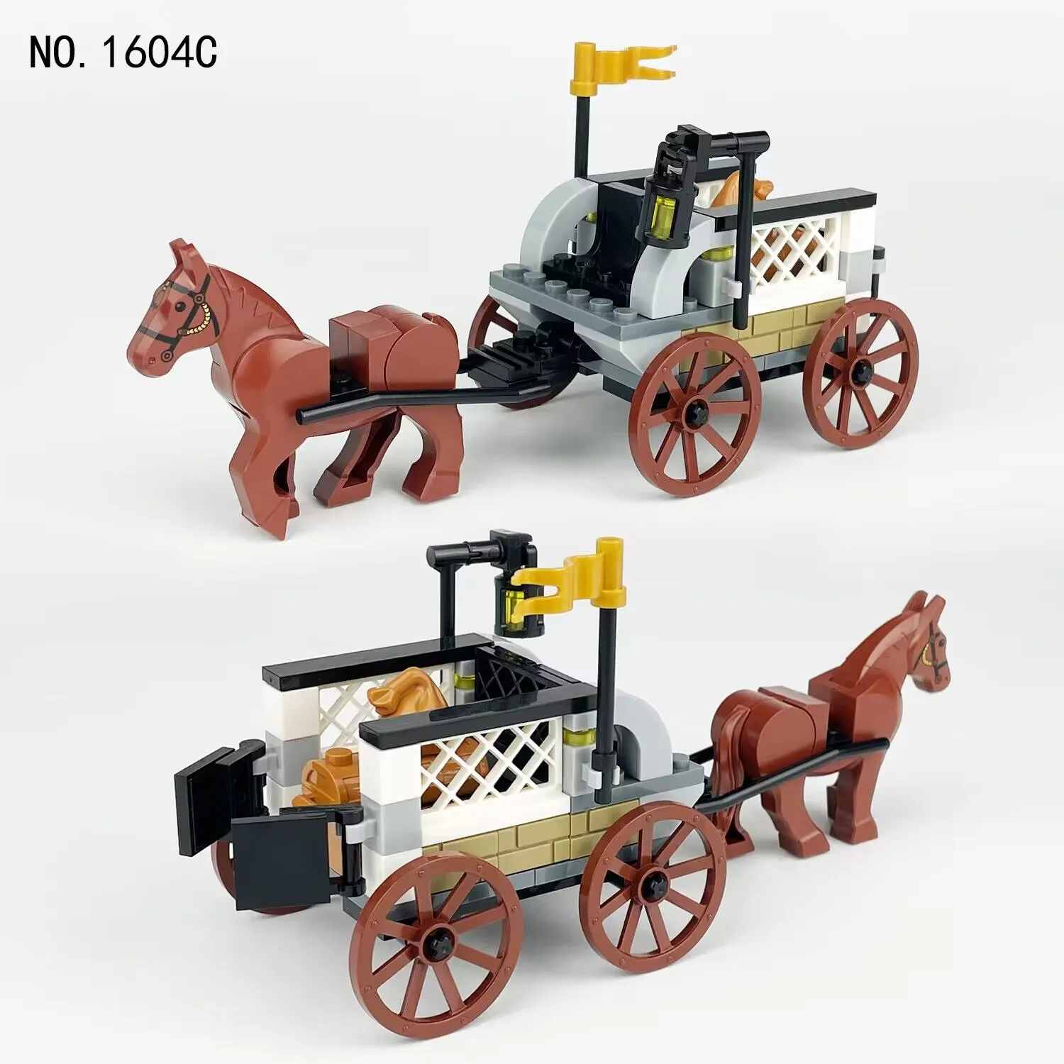 Ancient Tomahawk Logistics War Horse Cage Series Royal Coach Beast King Prison Building Blocks Assembly Model Boy Gifts