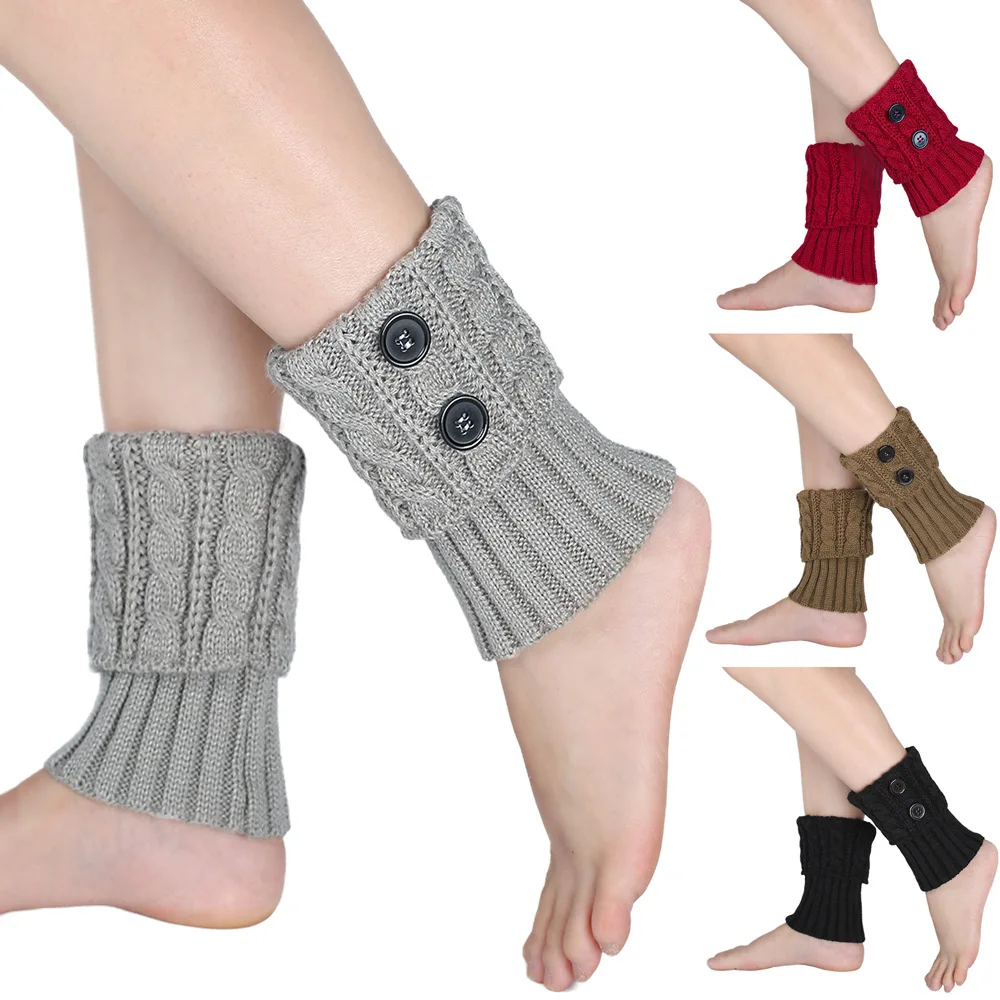 Winter-Strick-Stiefelmanschetten für Damen, Zopfstich-Söckchen, gemütliche kurze Beinwärmer, rutschfeste, weiche Fußabdeckungen für die Herbst- und kalte Jahreszeit