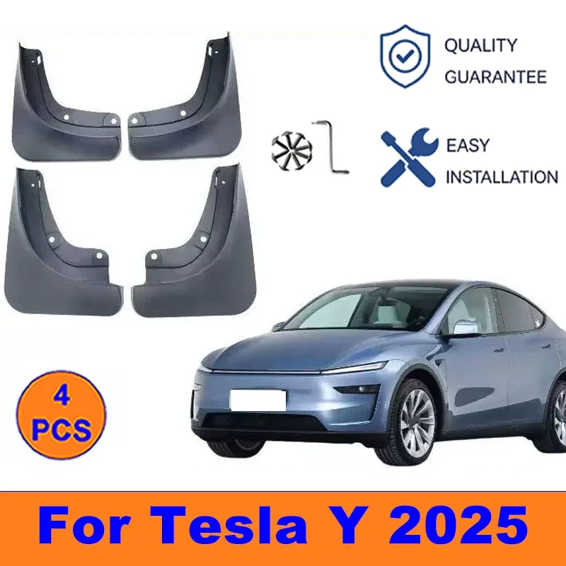 

4Pcs Mud Flaps For Tesla Model Y 2025 - Splash Guards Front & Rear Wheel Fender Mudguards Car Exterior Protection Accessories