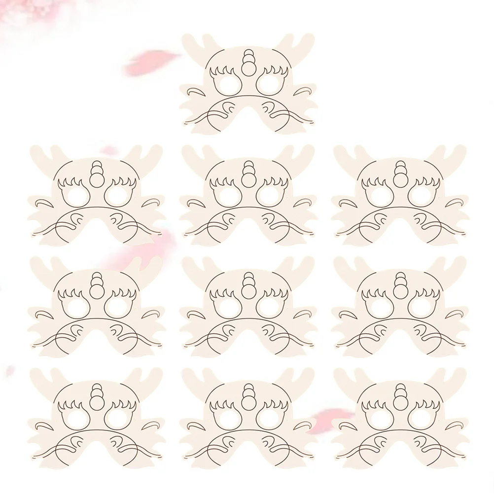 어린이를위한 10Pcs DIY 낙서 종이 마스크 드래곤 디자인 색칠 활동은 상상력과 실습 기술을 향상시킵니다. 견고함