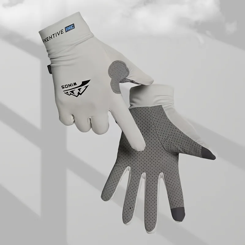 Sunscreen gloves, men's and women's fishing gloves, thin and breathable fully matched ice riding gloves, summer adhesive gloves