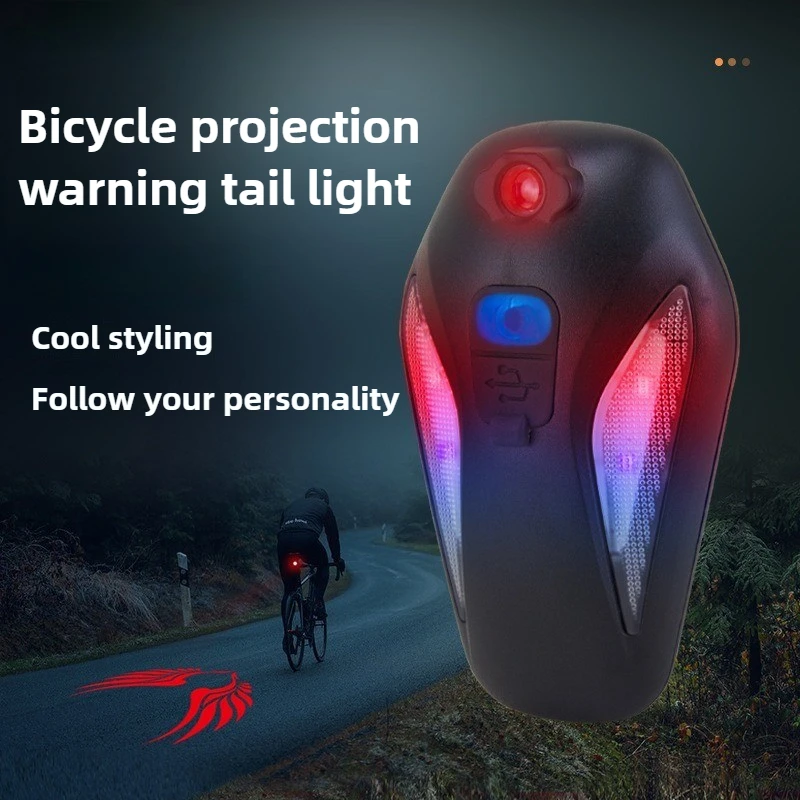 ضوء خلفي للدراجة قابل لإعادة الشحن مع مستشعر فرامل ذكي وإسقاط تحذير LED لسلامة ركوب الدراجات في الهواء الطلق لركوب الدراجات الجبلية