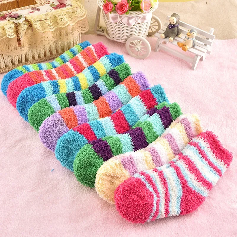 5Pairs/Lot Winter  Warm Coral Fleece Fashion Able Sweet  Baby Socks Boy /girls  0-2Years